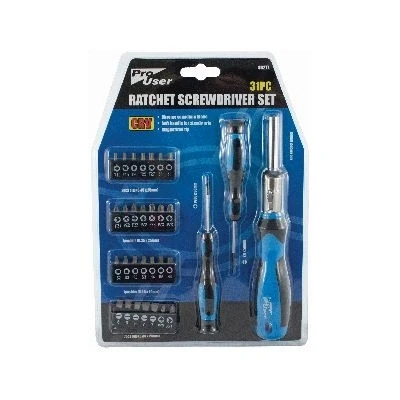Image of 31pc Blue Chrome Vanadium Ratchet Screwdriver Set By Pro User