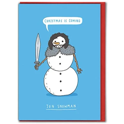 Image of Brainbox Candy Funny Xmas Cards Christmas For Friends &#039;Jon Snowman&#039; Perfect Him Her Boyfriend Girlfriend Partner Mum and Dad