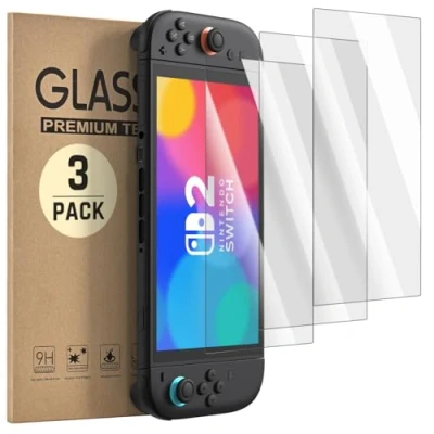 Image of 3 Pack Switch 2 Screen Protector Tempered Glass for Nintendo Console 2025, Ultra Clear Anti Scratch Compatible with Controller, Easy Installation