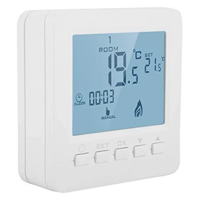 Image of Electronic Thermostat, Programmable Thermostat with Large Screen Digital LCD Display Smart Temperature Controller 5A for Control Room Temperature, White