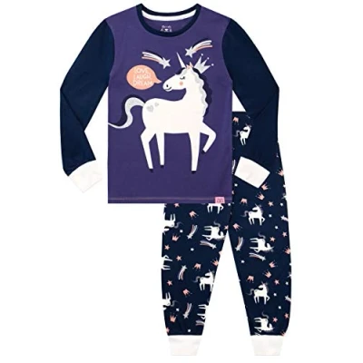 Image of Harry Bear Girls Pyjamas Snuggle Fit Unicorn Purple 8 9 Years