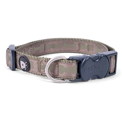 Image of Petface Tonal Bones Pattern Dog Collar, Large, Country Green