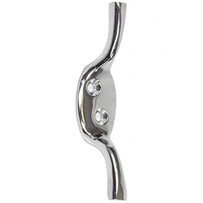 Image of 10x Polished Chrome Cleat Hooks 75mm Metal Blind/Curtain Wall Tie Backs