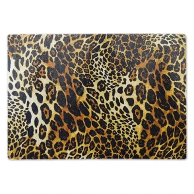 Image of ShopQuality4U Premium Medium Glass Cutting Board Cheese Animal Leopard Print Art Design Kitchen Worktop Saver Protector
