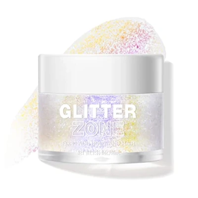 Image of LANGMANNI Holographic Body Glitter Gel for Body, Face, Hair and Lip.Color Changing Under Light. Vegan &amp; Cruelty Free 1.35 oz (3# Neon Violet)