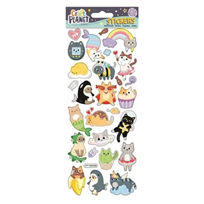 Image of Craft Planet Fun Colourful Stickers Super Cats are The Ideal Embellishments Supplies for Scrapbooking and Making Books, Presents, Products Personalised