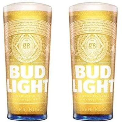 Image of AB INBEV Official 2 x Budweiser Bud Light Half Pint Beer Glass