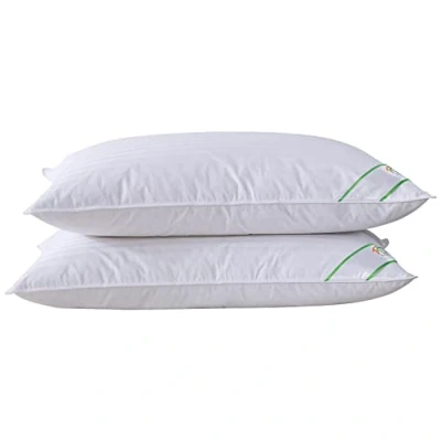 Image of SUFUEE Luxury Goose Feather and Down Pillow Pair with 100% Cotton Cover (Standard(50% Down))