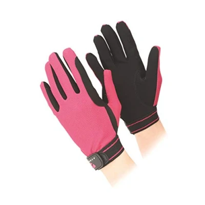 Image of Shires Aubrion Mesh Horse Riding Gloves Child Sizes in Raspberry Large,