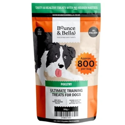 Image of Bounce and Bella Grain Free Dog Treats 800 Tasty &amp; Healthy Treat Pack 80% Fresh Poultry Meat, 20% Potato Sweet Hypoallergenic for Dogs with Sensitive Stomachs (1 pack)
