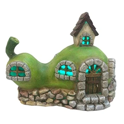 Image of Fairy Door House Magical Pear Stone Garden Indoor LED Light Decor Battery Operated Elf Pixie Home H10cm