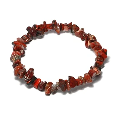 Image of CrystalAge Poppy Jasper Gemstone Chip Bracelet