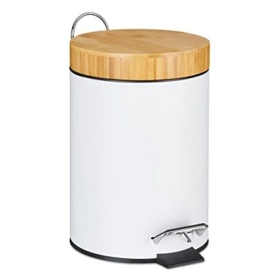 Image of Relaxdays Bathroom Pedal Bin, 3 L, Rubbish Disposal, Soft Close, Sanitary Waste, with Lid, 24.5 x 17 23 cm, White