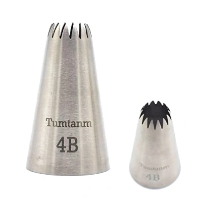 Image of Tumtanm 4B Nozzle Large Drop Flower Piping Tip, Seamless Stainless Steel Icing Tip #4B