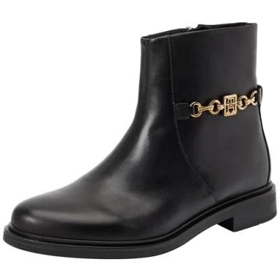 Image of Tommy Hilfiger Chain LOW Bootie Classic ankle boots, Women&#039;s, Size: 3.5, Black Leather