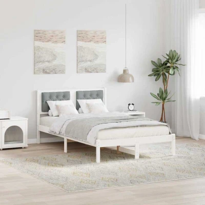 Image of vidaXL Bed Frame with Headboard Light Grey 120 x 190 cm Fabric