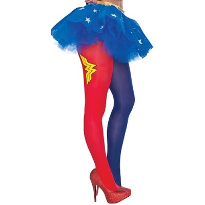 Image of Rubies 38019_NS Dc Comics Wonder Woman Novelty Tights Party Supplies, Stars, Multicolor, One Size