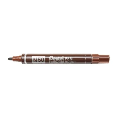 Image of Pentel N50 Permanent Marker Bullet Tip with Aluminium Barrel Waterproof Ink Brown