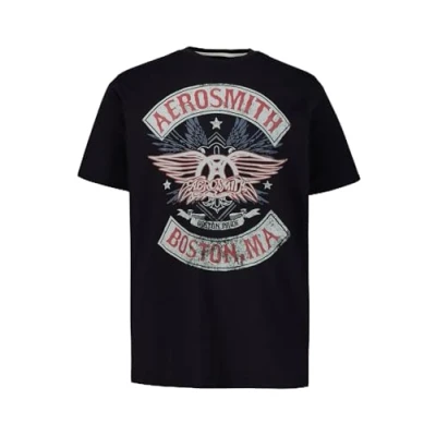 Image of JP 1880 Men&#039;s T Shirt Bandshirt Aerosmith Half Sleeve, Black, XXXXX Large