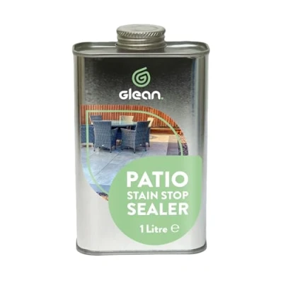 Image of GLEAN Patio Stain Stop Sealer Solvent Based Impregnating Natural Stone Patios &amp; Flooring Protects Against Oil, Grease, Dirt, Limescale, Water Staining Matt Finish 1 Litre