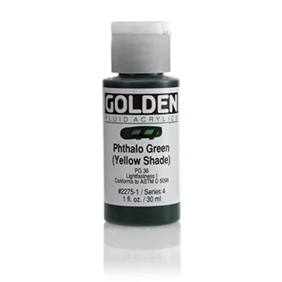Image of Pro Art Golden Fluid Acrylic Paint 1 oz Phthalo Green Yellow Shade
