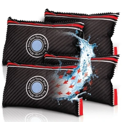Image of PINGI Car Dehumidifier Bag 4x 350g Absorbs Moisture, Damp, &amp; Condensation on Windscreens Interior 100% Leakproof Reusable Dashboard Remover