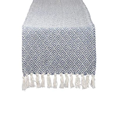 Image of DII Diamond Table Runner, Cotton, French Blue, 15 x 72 inches