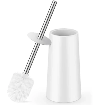 Image of IXO Toilet Brush and Holder, with 304 Stainless Steel Long Handle, Bowl for Bathroom Ergonomic, Elegant,Durable(White)