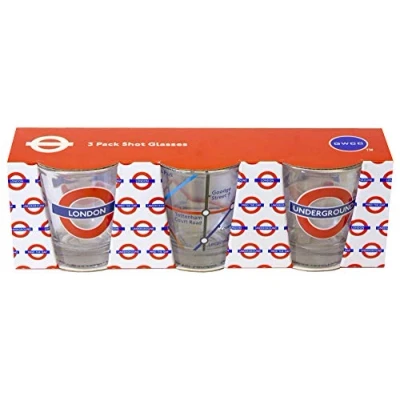 Image of GWCC Licensed TFL Underground Tube Map London set of 3 Shot Glasses