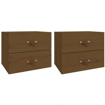 Image of vidaXL Wall mounted Bedside Cabinets 2 pcs Honey Brown 50x36x40 cm