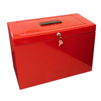 Image of Cathedral Products A4+ (Foolscap) Steel File Box with Starter Pack of 5 Suspension Files Red