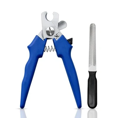 Image of XE Stainless Steel Pet Nail Clipper Non slip Handle Cutter for Pets with protection guard, Cat and Dog Claw Trimmer File, Professional Grooming Tool Dogs, Cats &amp; Other