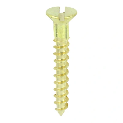Image of 2x TIMCO Solid Brass Timber Screws Slot Countersunk 00061CBS Pack of 200