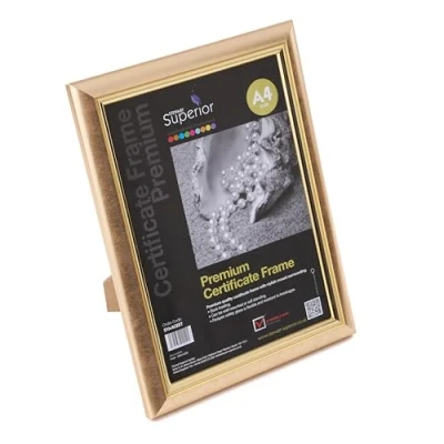 Image of SECO A4 Premium Certificate &amp; Picture Frame with Perspex Safety Glass Gold