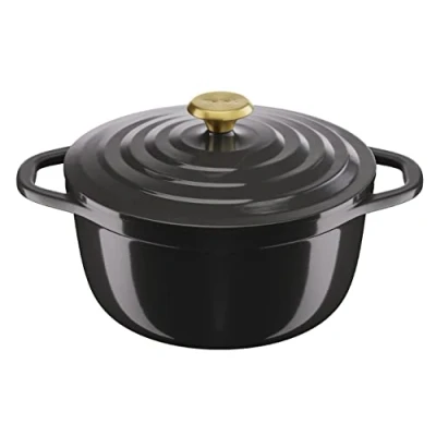 Image of Tefal Air Round Casserole Dish 24cm Non Stick Induction Cast Aluminium (Lighter Than Iron) with Lid Grey E2554604