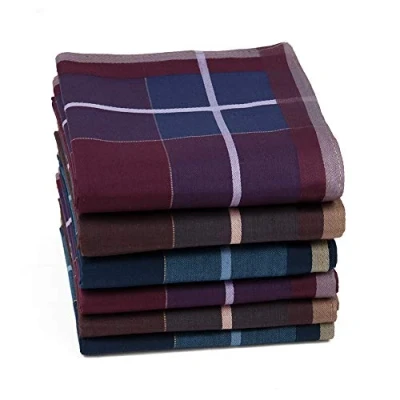 Image of HOULIFE Mens Handkerchiefs 100% Cotton 60S Classic Checkered Pattern Coloured Plaid Hankies for Dad Grandad Father&#039;s Day Gift, 6/12 Pieces 43x43cm