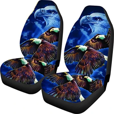 Image of Biyejit Eagle Front Seat Cover for Car of 2 Pack Universe Star Protector Interior Auto Bucket Most Car,SUV,Truck