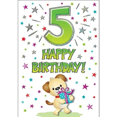 Image of Piccadilly Greetings Modern Juvenile Birthday Card Age 5 7 x inches