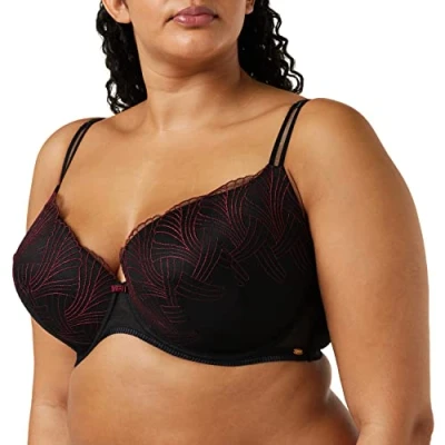 Image of Gossard Women&#039;s 18401 BRD Plunge Bra, Black/Red, 36G