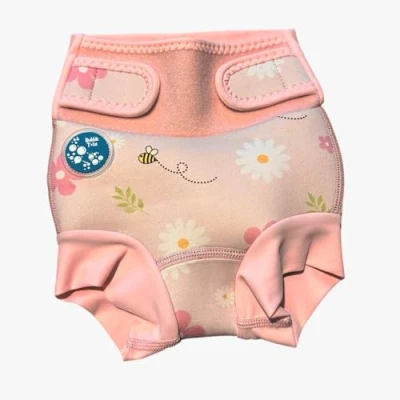 Image of Bubble Tots Go Anywhre Swim Nappy (Pink Flower and Bees, Small 0 3 Months)