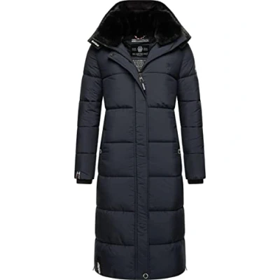 Image of MARIKOO Reliziaa Women&#039;s Winter Coat Warm Quilted Long with Removable Hood XS XXL, navy, S