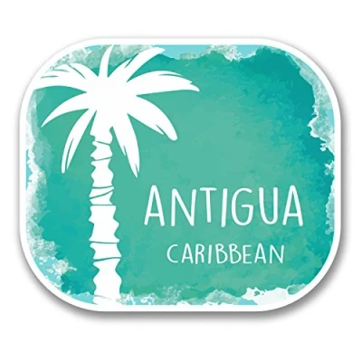 Image of 2 x 10cm Antigua Caribbean Vinyl Decal Sticker Laptop Travel Luggage Label #6355 (10cm Wide 8.5cm Tall)