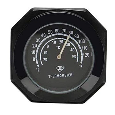 Image of Motorcycle Handlebar Mount Noctilucent Thermometer Clock Luminous Alloy Temperature Temp Gauge Waterproof for Motorbike Black