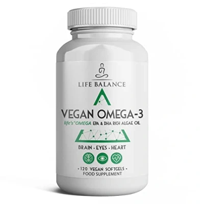 Image of New: Vegan Omega 3 EPA &amp; DHA Rich Algal Oil 120 Carrageenan Free Softgels Made with Life&#039;sOMEGA Algae Pure Contaminant Sustainable Alternative to Fish (120 Softgel Bottle)