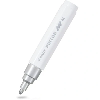 Image of Pilot Pintor Medium Bullet Tip Paint Marker, 4.5mm, Silver Single Pen
