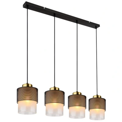 Image of Globo Olga pendant light, length 91 cm, black, 4 bulb, metal/glass