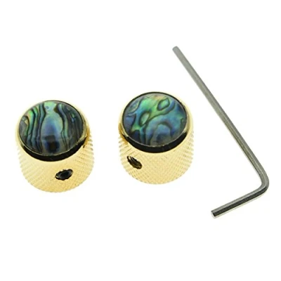 Image of Dopro 2pcs Gold Tele Telecaster Abalone Top Guitar Dome Knobs Bass with Set Screw and Wrench