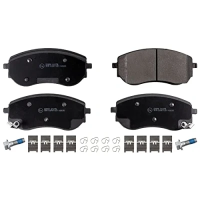 Image of D10605JU0A Brake pad set BLUE PRINT ADU174253 Front Axle with acoustic wear warning fastening material attachment