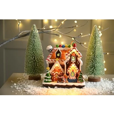 Image of Festive Productions 18cm Light Up Gingerbread House Christmas Decoration Battery Operated Ornament Xmas Décor Gift