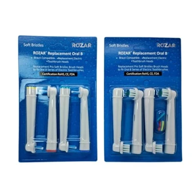 Image of Braun Compatible Oral B IP17 4 Interspace Tip Toothbrush Heads Interdental + Rozar Precision